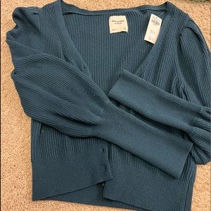 Abercrombie cardigan. Dark forest green/blue. Size medium. With tag brand new.